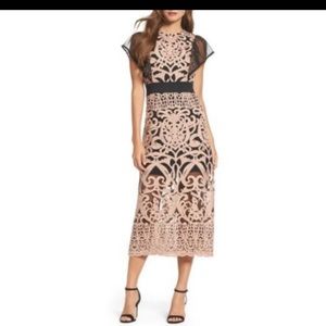 NWT Foxiedox midi black & pink dress sz M Nordstrom